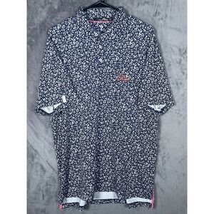 Texas Longhorns RLX Ralph Lauren Floral Print Polo Shirt Blue White Size Medium